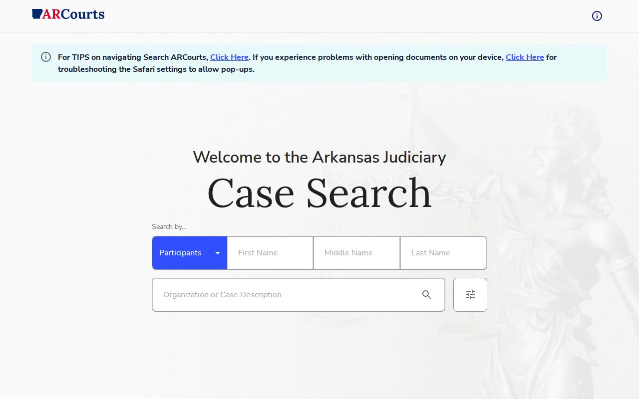 Sevier County case search alternate Search ARCourts interface