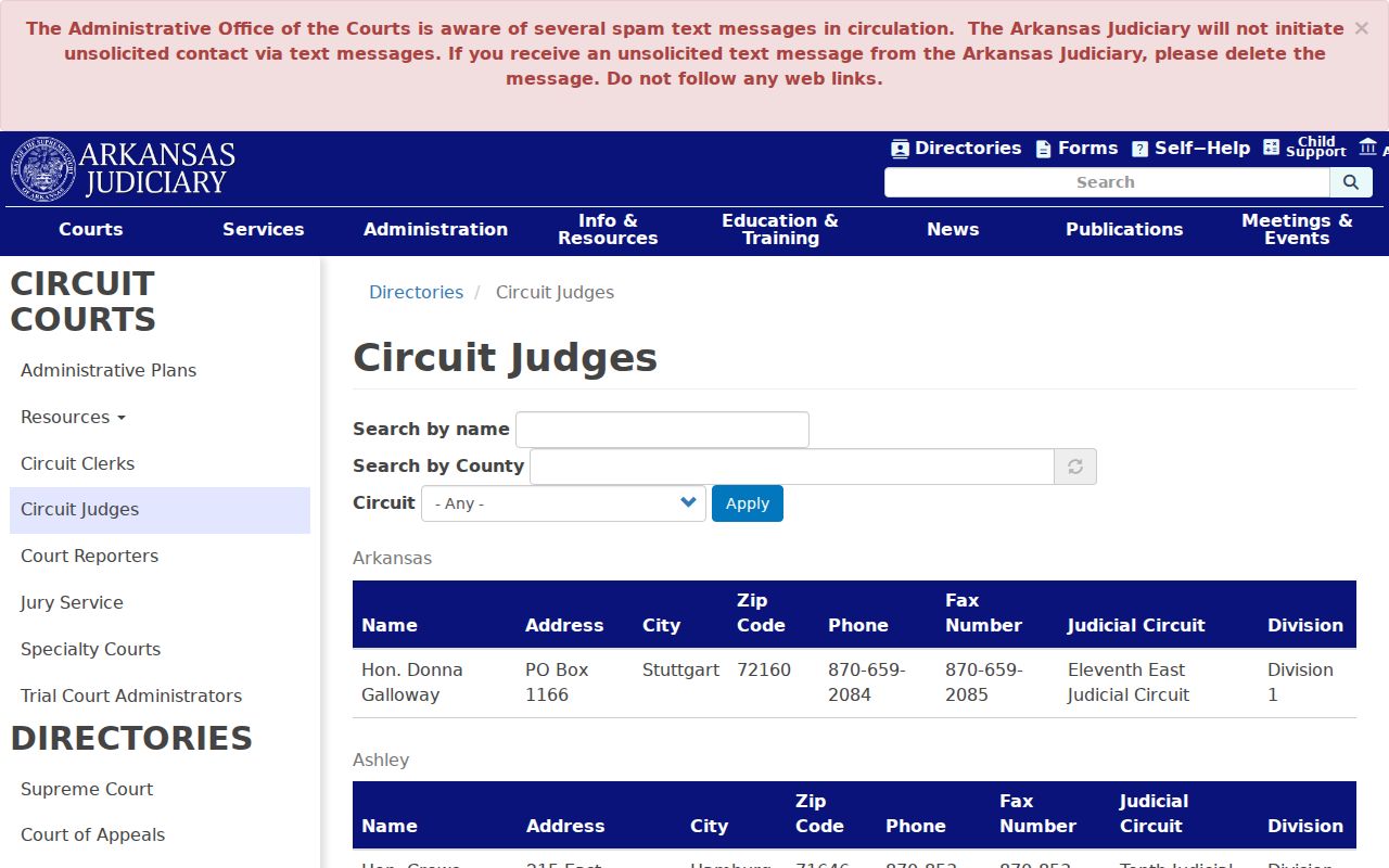 Sevier County criminal docket Ninth West Circuit judge directory