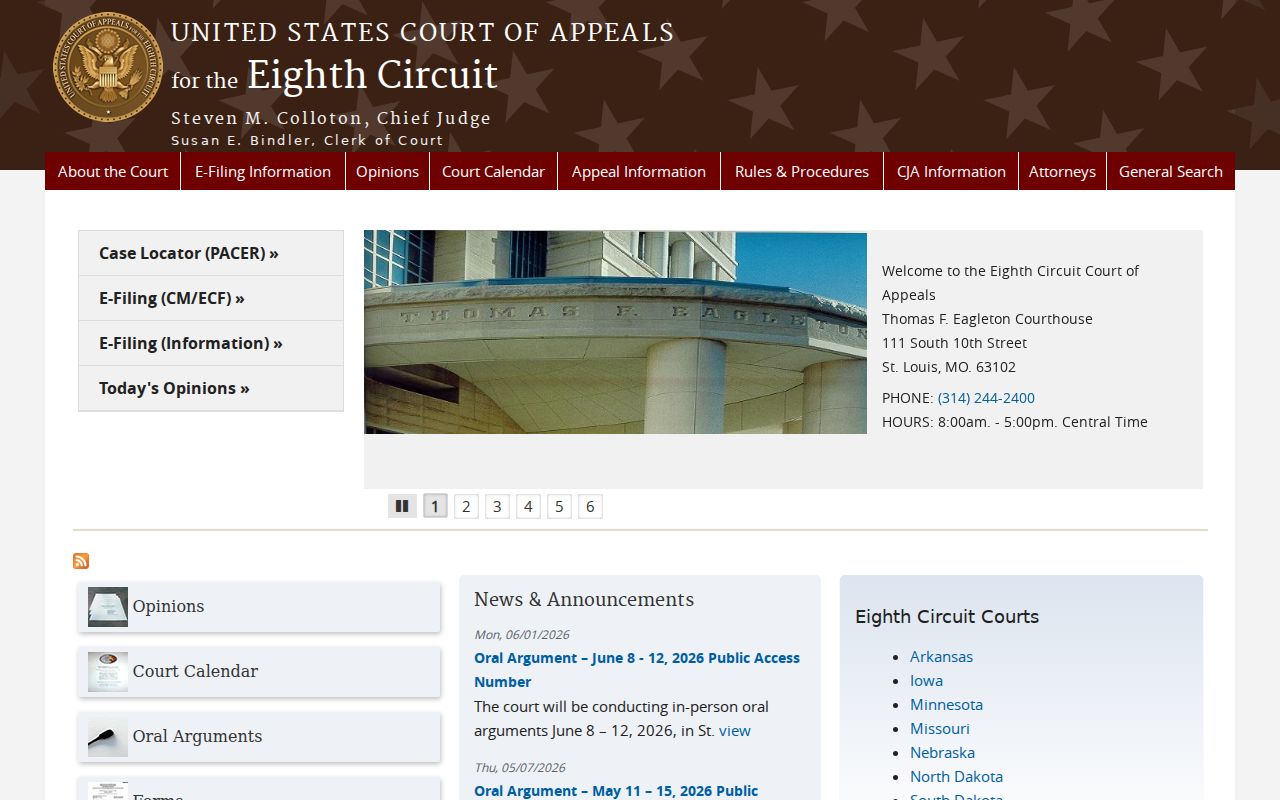 Lockesburg court docket comparison with the federal Eighth Circuit
