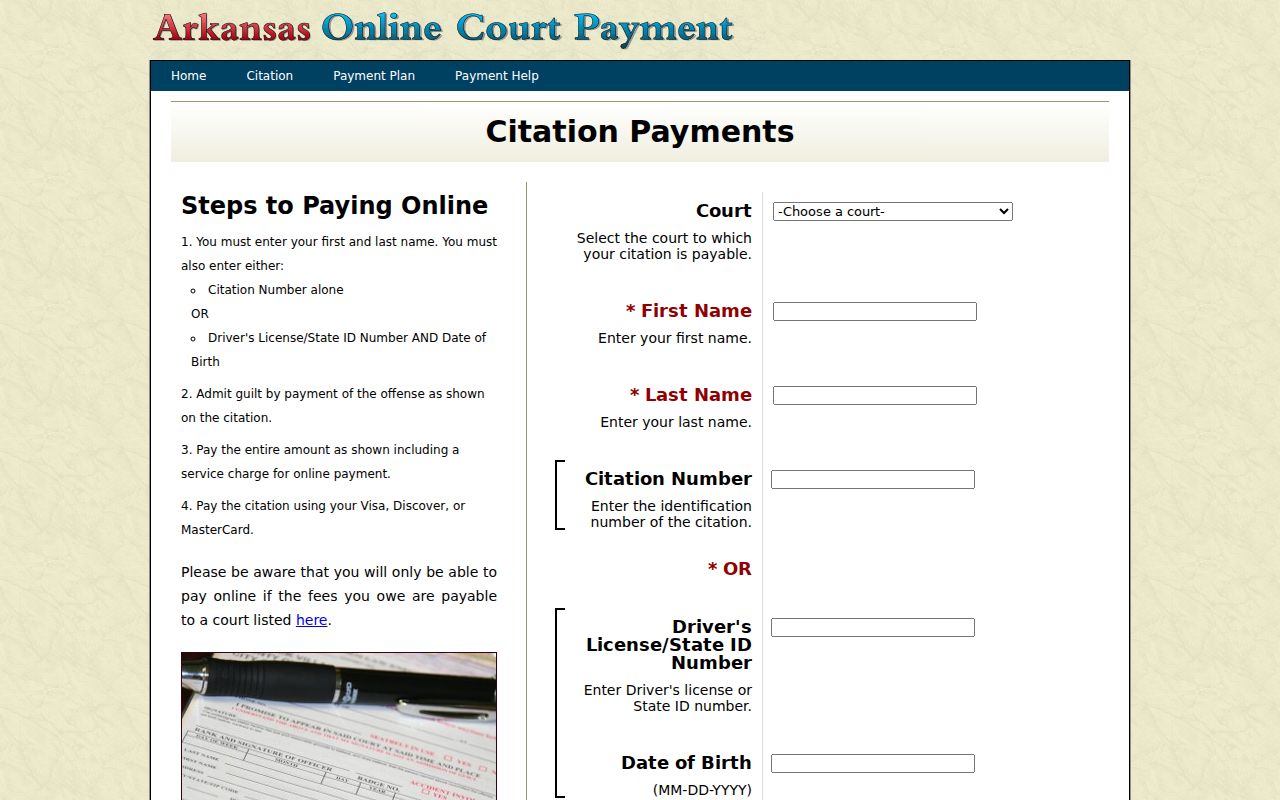 Sevier County traffic court records Arkansas eTraffic query